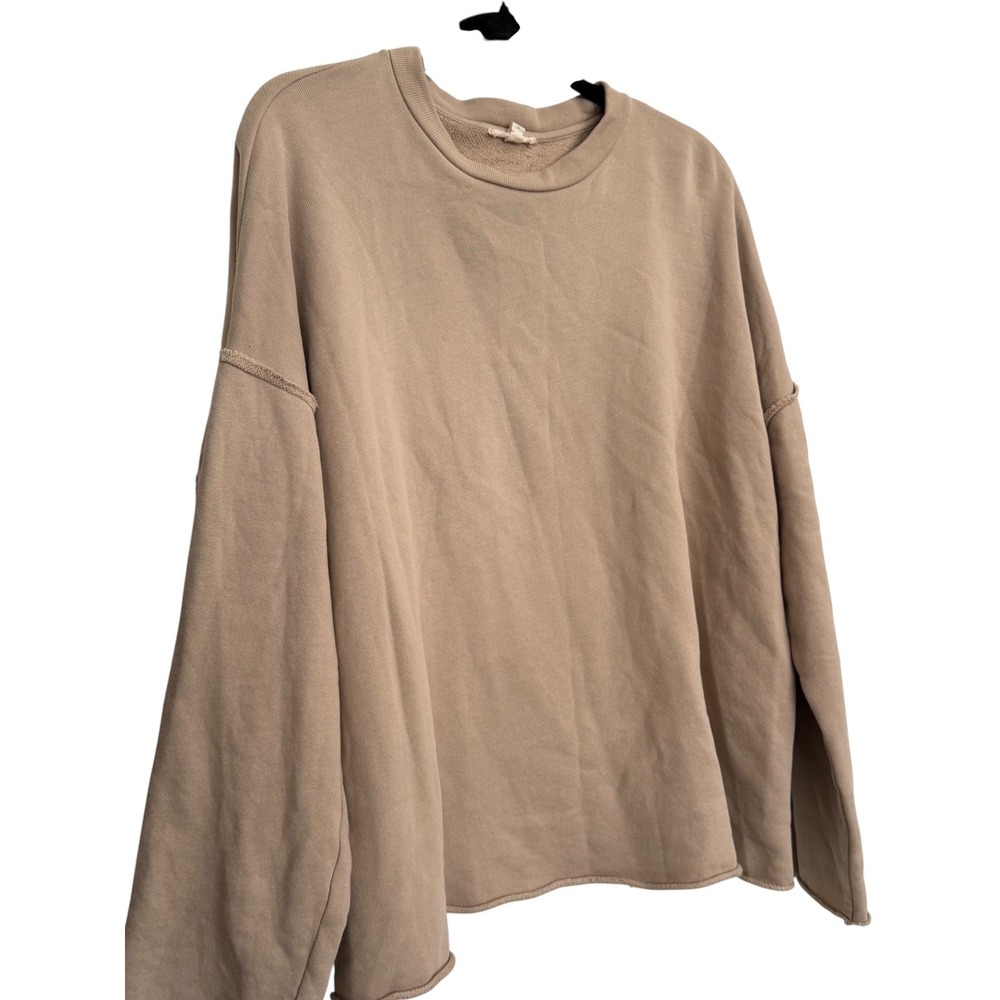 Eileen Fisher Size Small Organic Cotton French Terry Popover Sweatshirt Tan - Picture 6 of 12